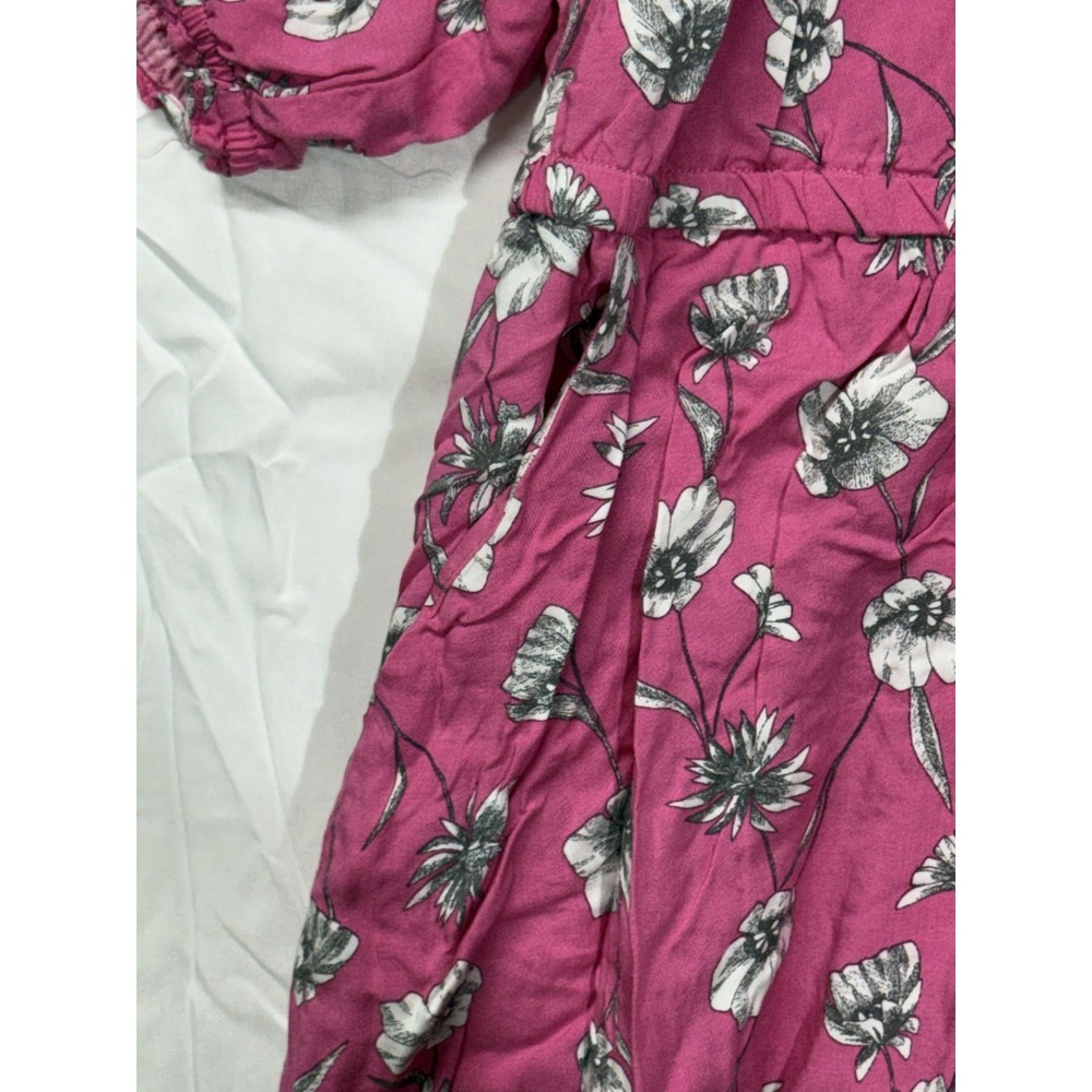 Torrid Top Womens 6 Vibrant Pink vibrant pink Floral V-Neck Puff‎ Sleeve Dress - Picture 6 of 10